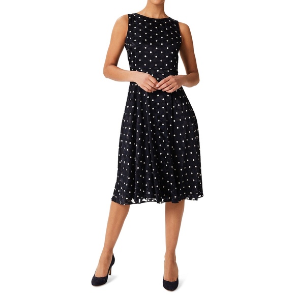 NWT Hobbs Adeline Spot Fit And Flare Dress Size 12 - Picture 3 of 16